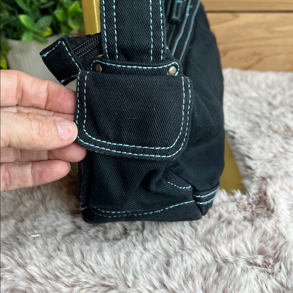 Vintage Levi’s Y2K Red Tab Denim Utility Bag - Multi-Pocket Grommet Shoulder Bag - Picture 4 of 9